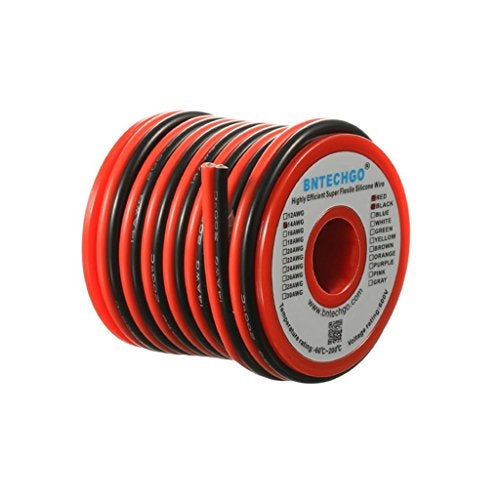 BNTECHGO 14 Gauge Flexible 2 Conductor Parallel Silicone Wire Spool Red Black High Resistant 200 deg C 600V for Single Color LED Strip Extension Cable Cord,Model,20ft Stranded Tinned Copper Wire - Image 1