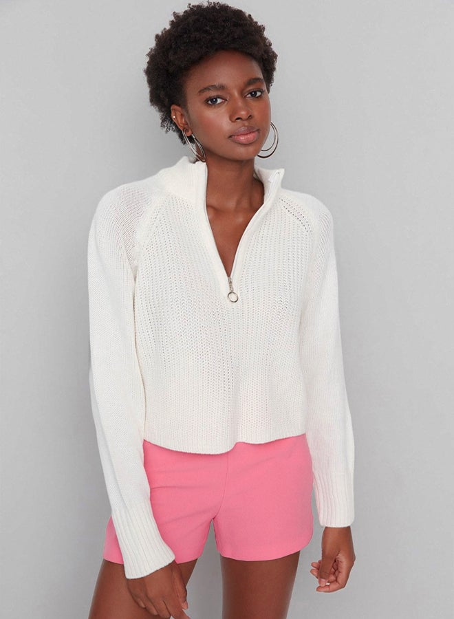 trendyol Ecru High Collar Knitwear Sweater - Image 1