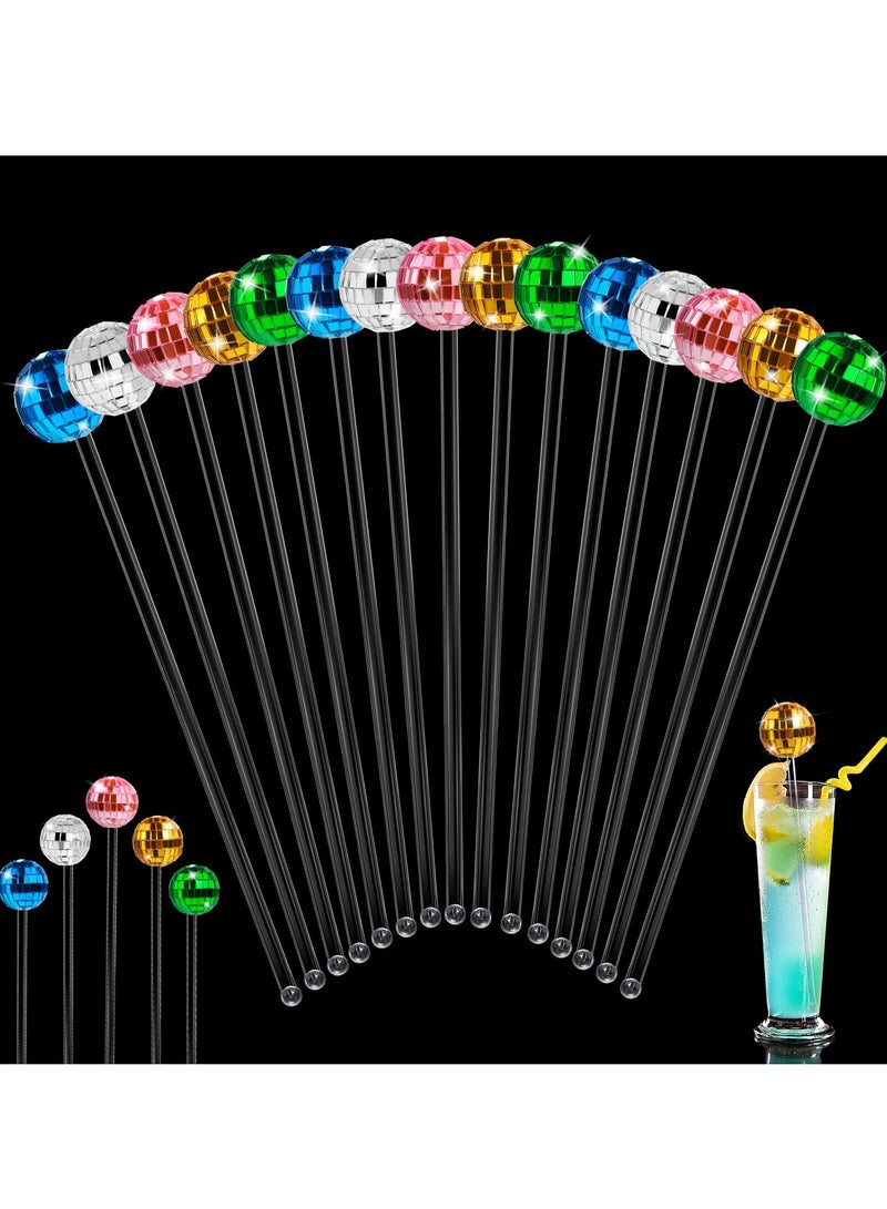 Excefore مخفقات مشروبات كرات ديسكو، ١٥ قطعة بألوان ٥ كرات مرآة بلاستيكية دائرية، عيد ميلاد، حفل زفاف، متجر - Image 1