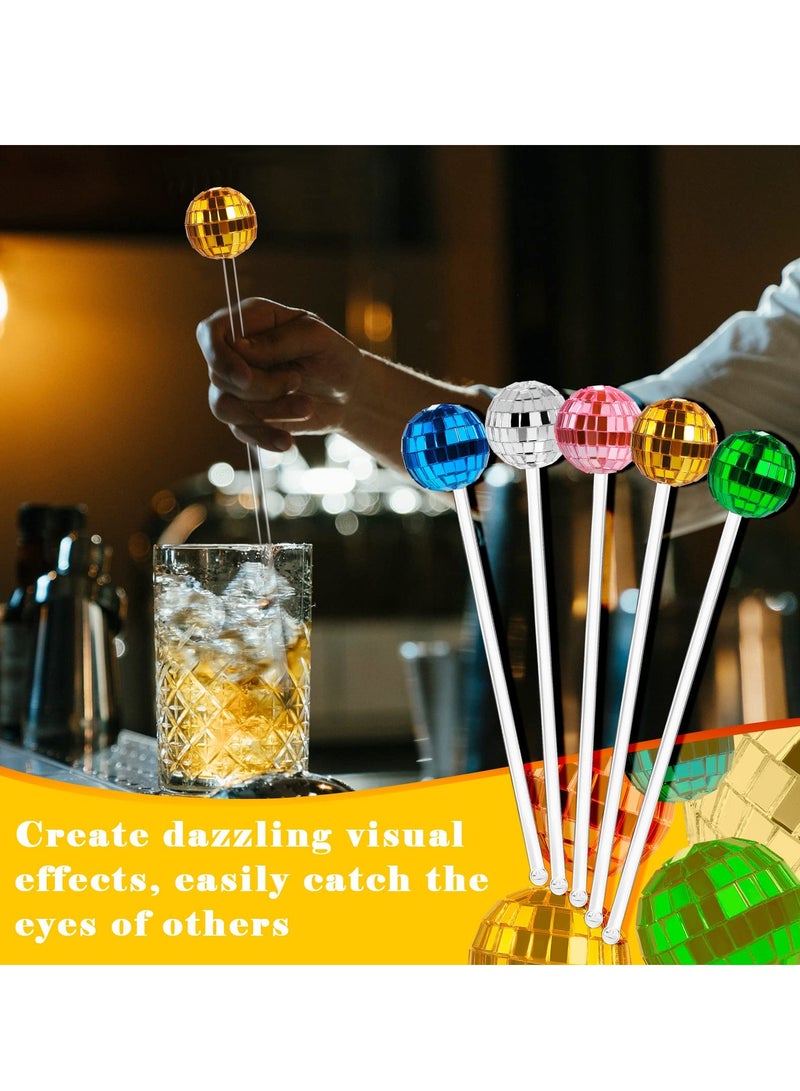 Excefore مخفقات مشروبات كرات ديسكو، ١٥ قطعة بألوان ٥ كرات مرآة بلاستيكية دائرية، عيد ميلاد، حفل زفاف، متجر - Image 4