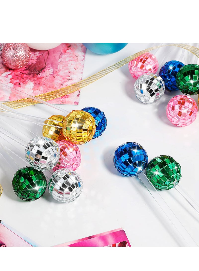 Excefore مخفقات مشروبات كرات ديسكو، ١٥ قطعة بألوان ٥ كرات مرآة بلاستيكية دائرية، عيد ميلاد، حفل زفاف، متجر - Image 3