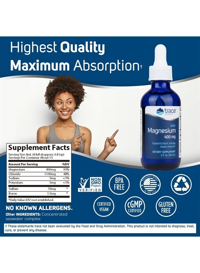 Trace Minerals Liquid Ionic Magnesium 400 mg | Supports Normal Blood Pressure, Heart Health, Calm Mood, Sleep, Energy, and Muscle Strength | 2 fl oz (16 Servings) - Image 4