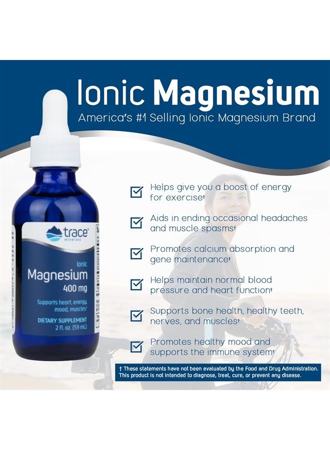 Trace Minerals Liquid Ionic Magnesium 400 mg | Supports Normal Blood Pressure, Heart Health, Calm Mood, Sleep, Energy, and Muscle Strength | 2 fl oz (16 Servings) - Image 2
