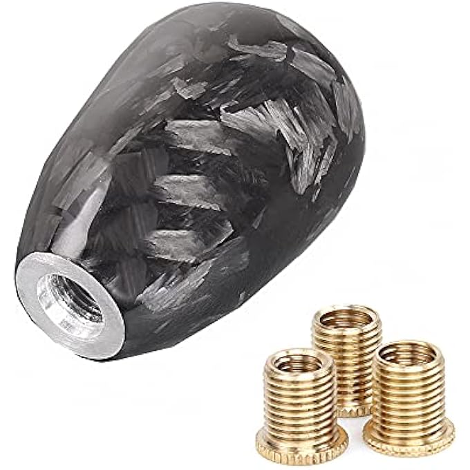 rayihni muge racing Forged Real Carbon Fiber Shift Knob Gear Shifter Knobs Universal Shifter for Most ManualAutomatic Car with 3 Adapters - Image 1