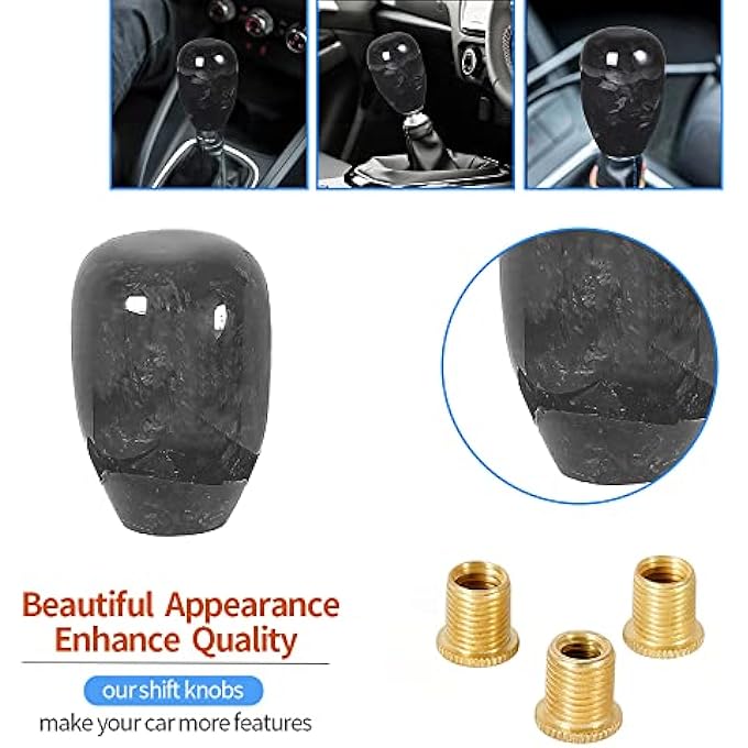 rayihni muge racing Forged Real Carbon Fiber Shift Knob Gear Shifter Knobs Universal Shifter for Most ManualAutomatic Car with 3 Adapters - Image 4