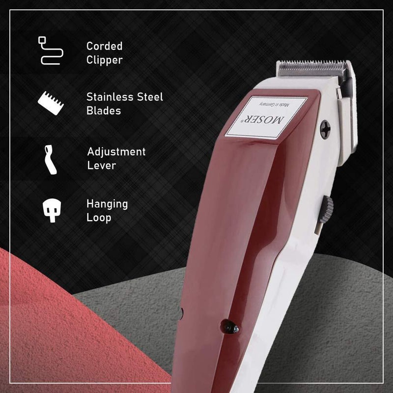 MOSER Classic 1400 Professional Hair Clipper Red/Grey - Image 5