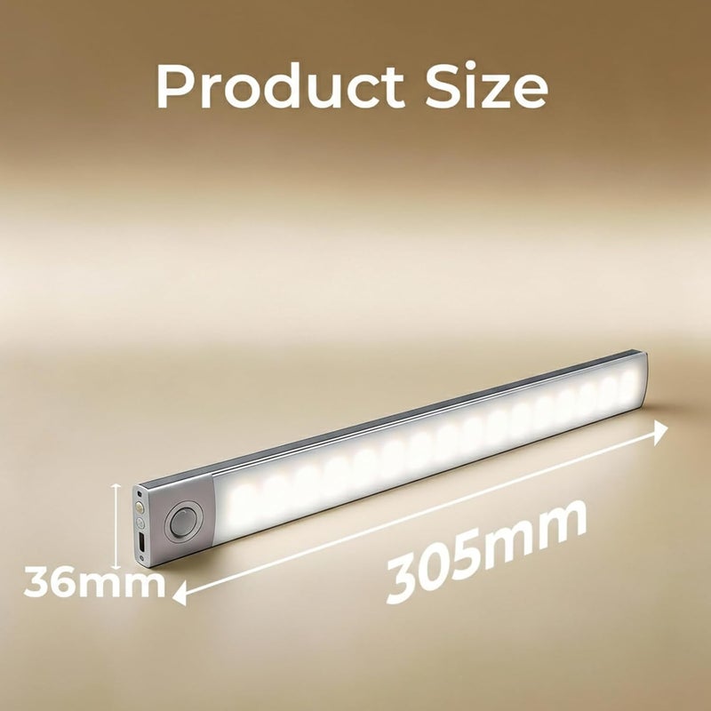 مصباح ليلي يعمل بحساس الحركة LED – قابل لإعادة الشحن عبر USB، تركيب مغناطيسي، 3 أوضاع للألوان، ضوء ليلي لاسلكي للمطبخ، غرفة النوم، الخزانة، الدرج، الممر (مصباح واحد ثلاثي الألوان 120-LED) - Image 4