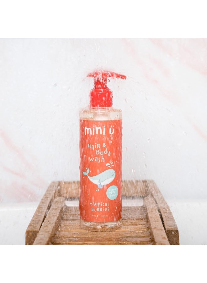Mini U Tropical Berries Hair & Body Wash Yellow For Children And Newborns, 2-In-1 Kids Hair And Body Wash With Organic Aloe Vera, Naturally Derived, Made In UK, Vegan, Cruelty Free, Gluten Free, Soy Free, Dairy Free, No Microplastics - Image 5
