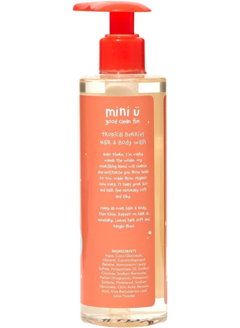 Mini U Tropical Berries Hair & Body Wash Yellow For Children And Newborns, 2-In-1 Kids Hair And Body Wash With Organic Aloe Vera, Naturally Derived, Made In UK, Vegan, Cruelty Free, Gluten Free, Soy Free, Dairy Free, No Microplastics - Image 3