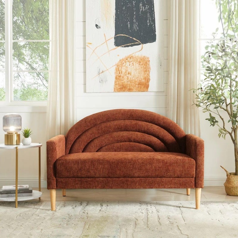 Comfynest Modern Curved Loveseat in Ocher - Image 2