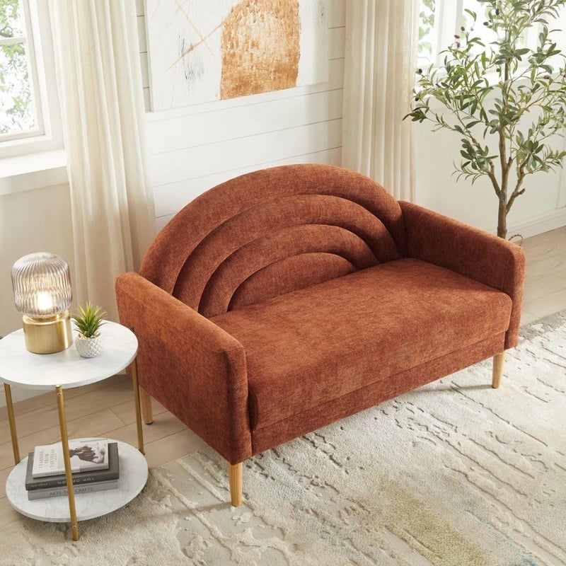 Comfynest Modern Curved Loveseat in Ocher - Image 1