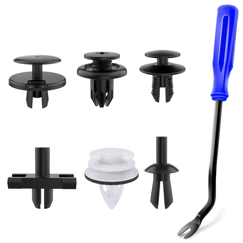 GOOACC 120PCS Car Bumper Retainer Clips & Nylon Fasteners Rivet Kit 5mm 6mm 7mm 9mm 10mm For Bumper Fender Hood Trunk Septum windshield Lower Air Duct Front Seat Upholstery, with 1PC Fastener Remover - Image 1