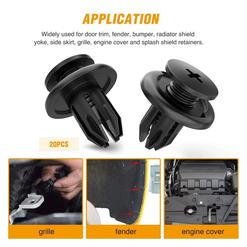 GOOACC 120PCS Car Bumper Retainer Clips & Nylon Fasteners Rivet Kit 5mm 6mm 7mm 9mm 10mm For Bumper Fender Hood Trunk Septum windshield Lower Air Duct Front Seat Upholstery, with 1PC Fastener Remover - Image 4