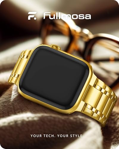 Fullmosa Bands Compatible with Apple Watch Band 41mm 40mm 38mm Stainless Steel iWatch Band with Case for Apple Watch Series 9 8 7 6 5 4 3 2 1 SE321 Golden - Image 3