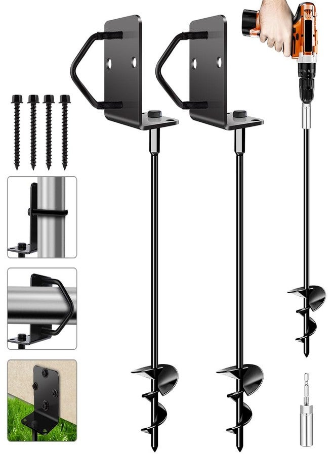 Pamofuper Ground Anchors Screw in 14" Set of 2 Trampoline Stakes Heavy Duty Mobile Home Anchors - Storage Shed Anchors - Swing Set Anchors - Playset Anchors (2 x 14inch) - Image 1