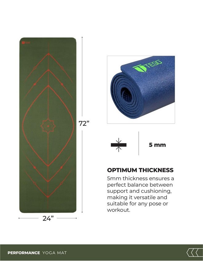 TEGO Stance Truly Reversible Yoga Mat With Guidealign - 5-6Mm Thickness (Without Bag-Camo Red)72X24 Inch-Exercise, Anti Slip, Grippy For Men,Women,Kids  - Image 4