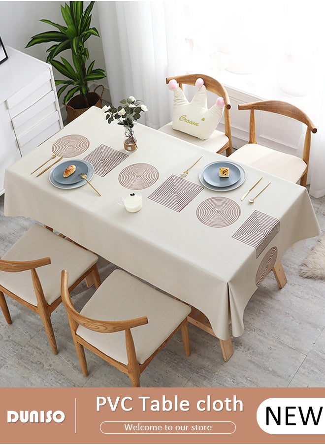 DUNISO Wipeable Vinyl Tablecloth for Rectangle Table Heavy Duty PVC Waterproof Spill proof Table Cloth for Kitchen Dining Tabletop Decoration 140*180cm  - Image 1