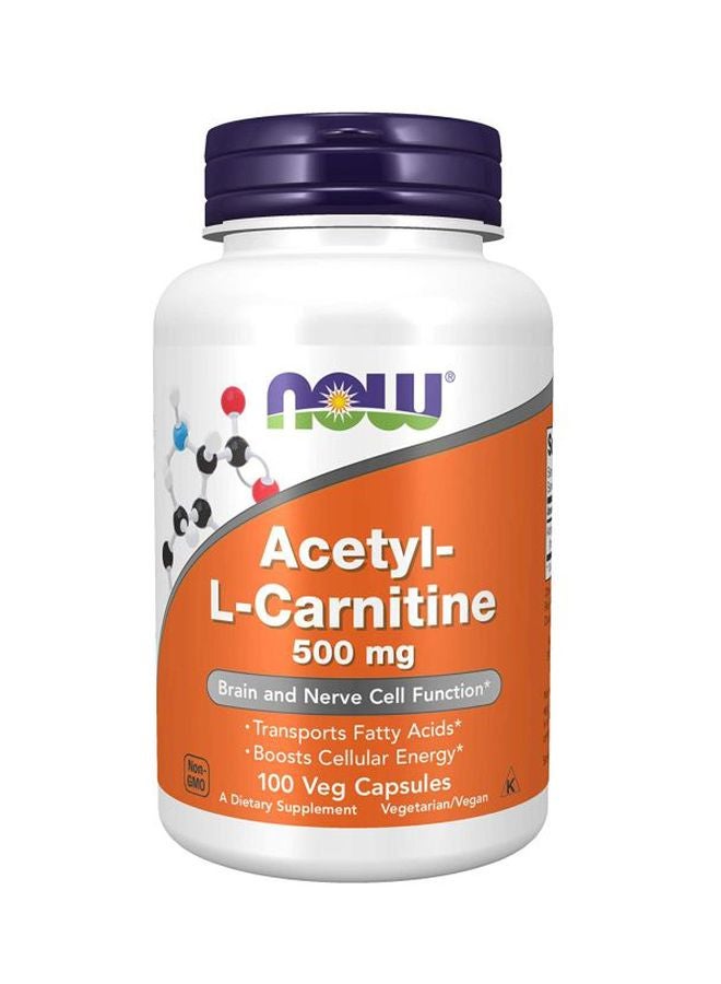 Now Foods Acetyl-L-Carnitine 500mg - 100 Veg Capsules - Image 1