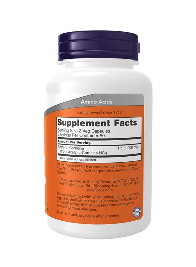 Now Foods Acetyl-L-Carnitine 500mg - 100 Veg Capsules - Image 2