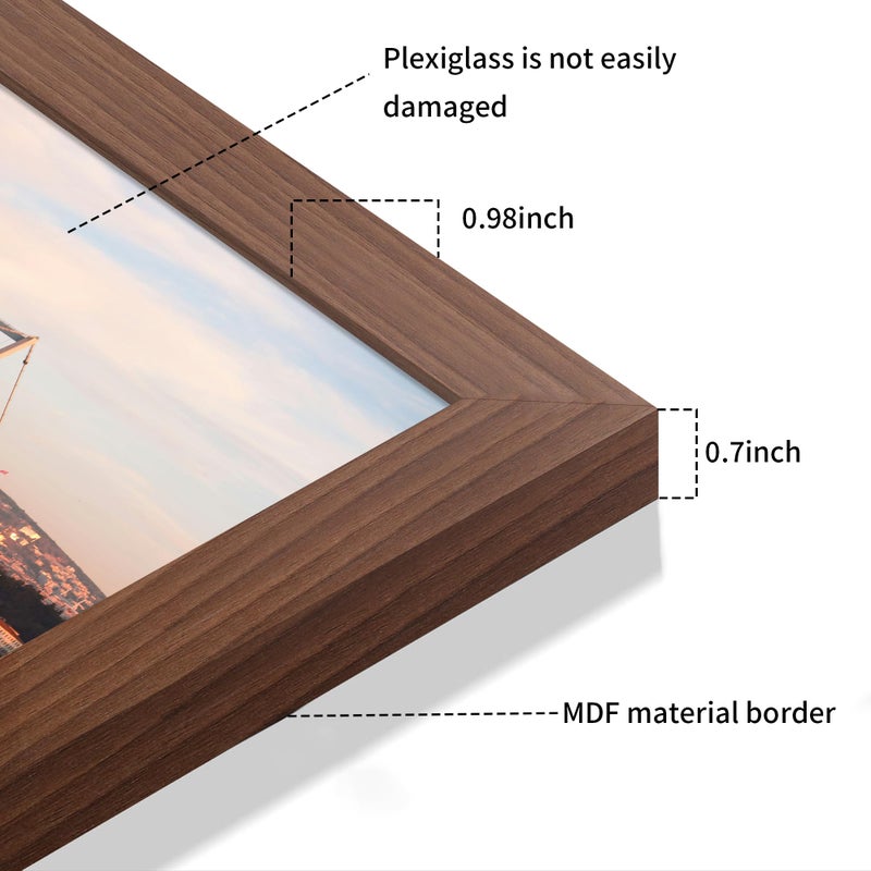 YESKAY 18x24 Picture Frame Brown Set of 3, Display Pictures 16x20 with Mat or 18 x 24 Without Mat, Poster Frames 18x24 for Wall Hanging Horizontal and Vertical - Image 5