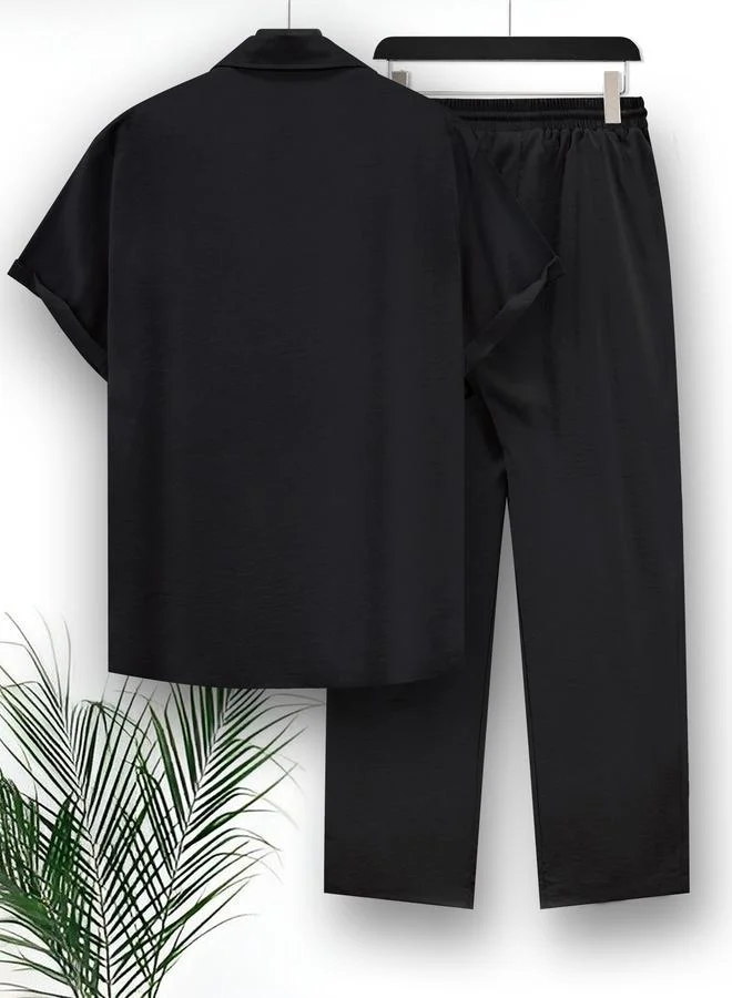 تايك تو Men Plus Size Solid Casual Shirt and Pants Co-ord Set