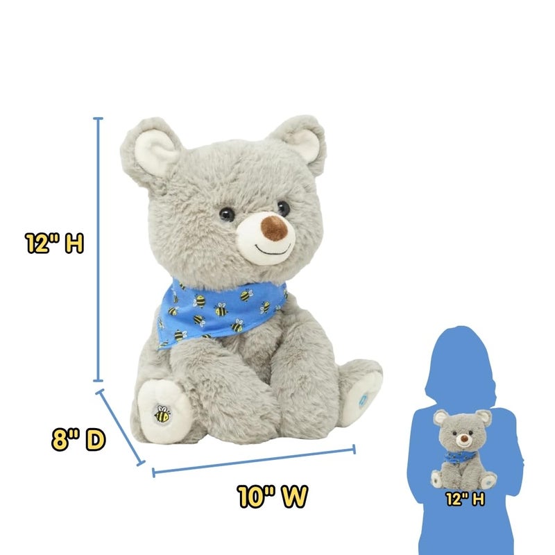 Cuddle Barn My Bear Coby  Animated Bear Cub Stuffed Animal 11 Gray Singing Plush Toy - Image 3