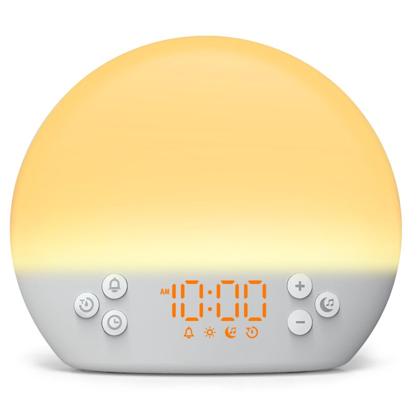 KEPLUG Wake Up Light Sunrise Alarm Clock,Digital Alarm Clocks Bedside Dimmable Night Light,White Noise Sound Machine 30 Soothing Sounds, Loud Alarm Clock for Heavy Sleepers Adults Kids,Ideal for Gift - Image 1