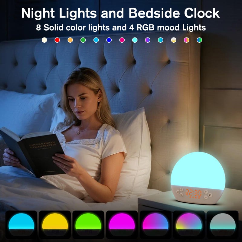 KEPLUG Wake Up Light Sunrise Alarm Clock,Digital Alarm Clocks Bedside Dimmable Night Light,White Noise Sound Machine 30 Soothing Sounds, Loud Alarm Clock for Heavy Sleepers Adults Kids,Ideal for Gift - Image 5