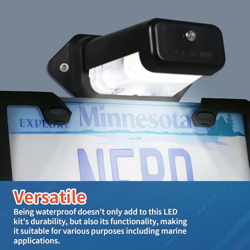 WUSHIXAN LED License Plate Light, Trailer License Plate Holder-Bracket Mount, Waterproof 12V DC License Tag Light, Universal Submersible Tag Lamp for Auto Work Utility Flat Bed Box Semi Truck RV - Image 5