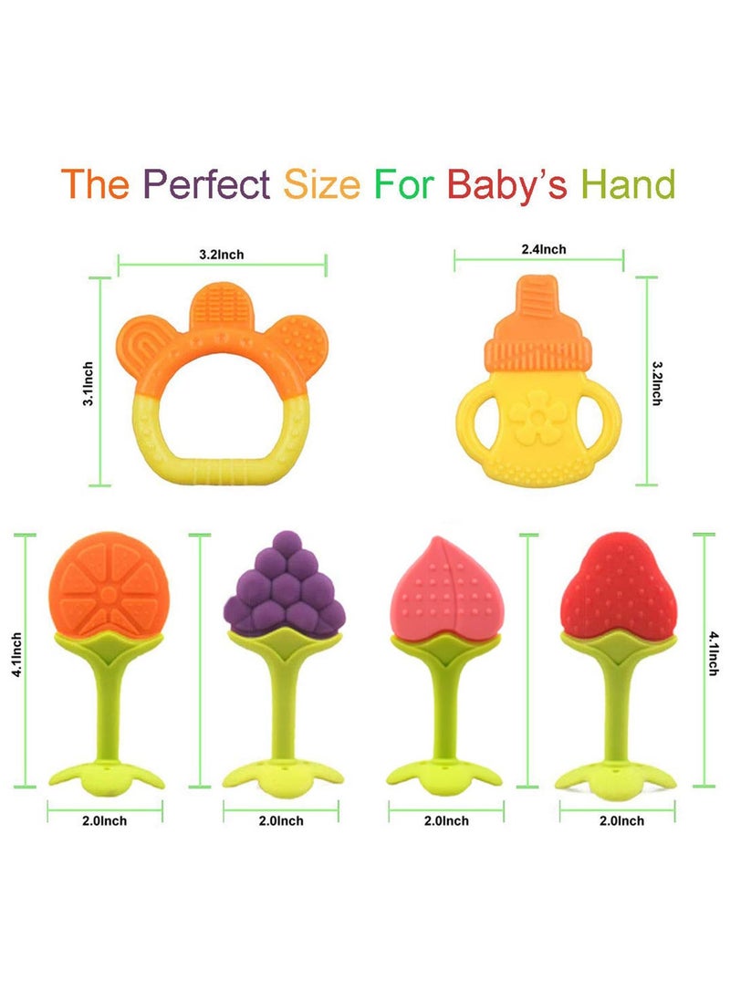Bebiland - 6 Pack Baby Teether Toys, Newborn Infant Baby Teethers Freezer Safe Silicone Baby Teether Toys, Teething Toys for Babies 0-6 Months - Image 1