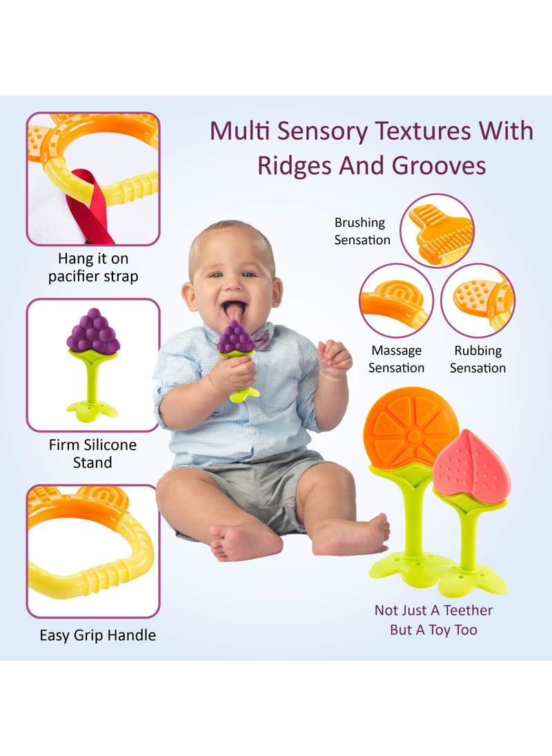Bebiland - 6 Pack Baby Teether Toys, Newborn Infant Baby Teethers Freezer Safe Silicone Baby Teether Toys, Teething Toys for Babies 0-6 Months - Image 1