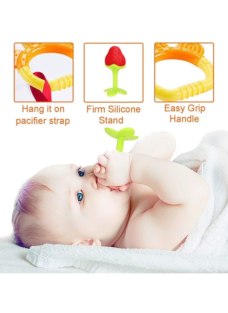 Bebiland - 6 Pack Baby Teether Toys, Newborn Infant Baby Teethers Freezer Safe Silicone Baby Teether Toys, Teething Toys for Babies 0-6 Months - Image 1