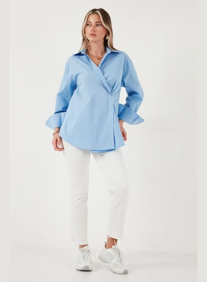 Lela Lela Regular Fit Classic Collar Tie Long Sleeve Shirt Women's SHIRT 6834987