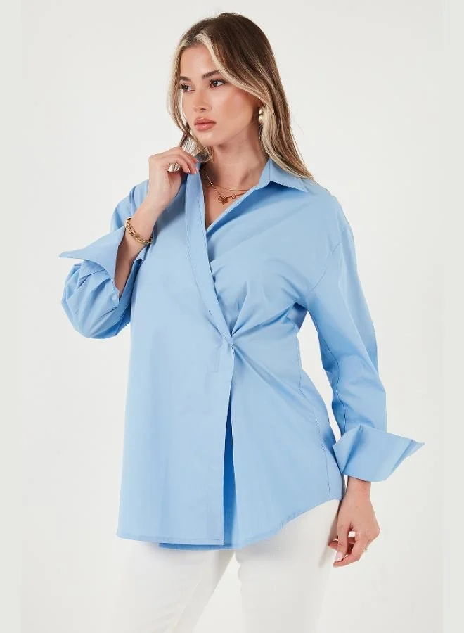 Lela Lela Regular Fit Classic Collar Tie Long Sleeve Shirt Women's SHIRT 6834987