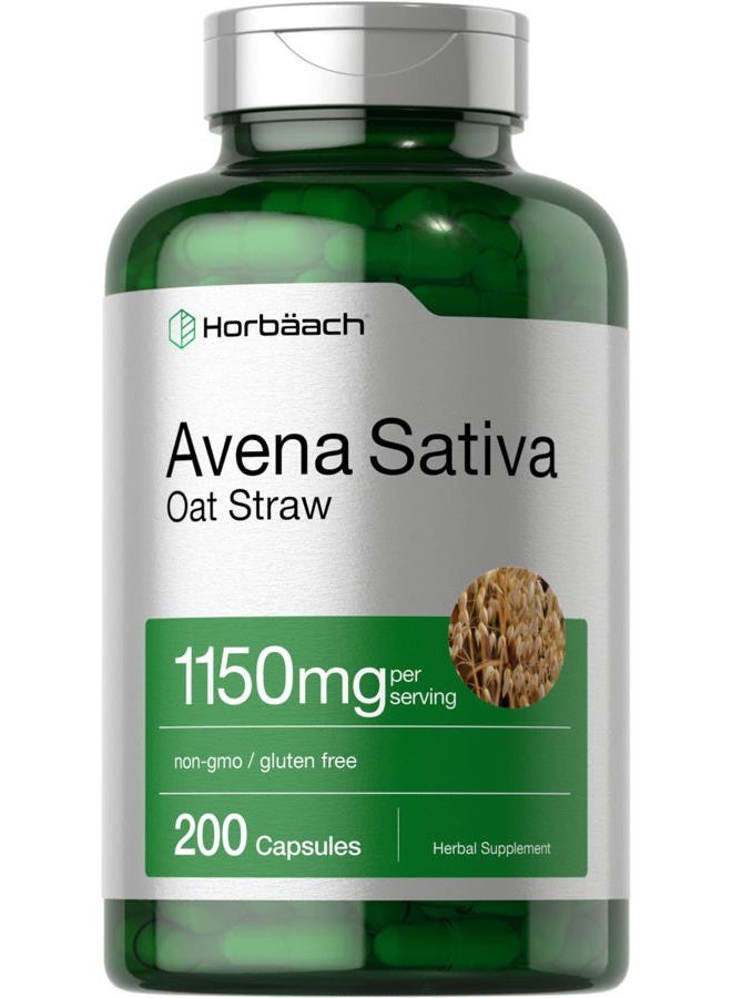 Horbäach Avena Sativa Extract 1150 mg 200 Capsules Oatstraw Extract Non-GMO, Gluten Free by Horbaach - Image 1