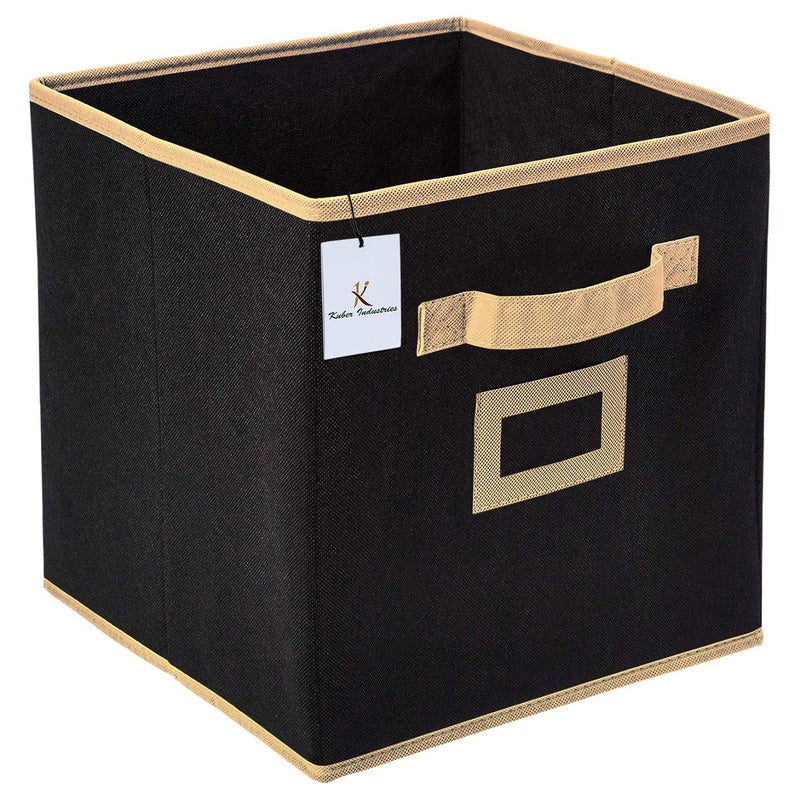 Kuber Industries Kuber Industries Non Woven 2 Pieces Small Large Foldable Storage Organiser CubesBoxes Black CTKTC035304  - Image 4