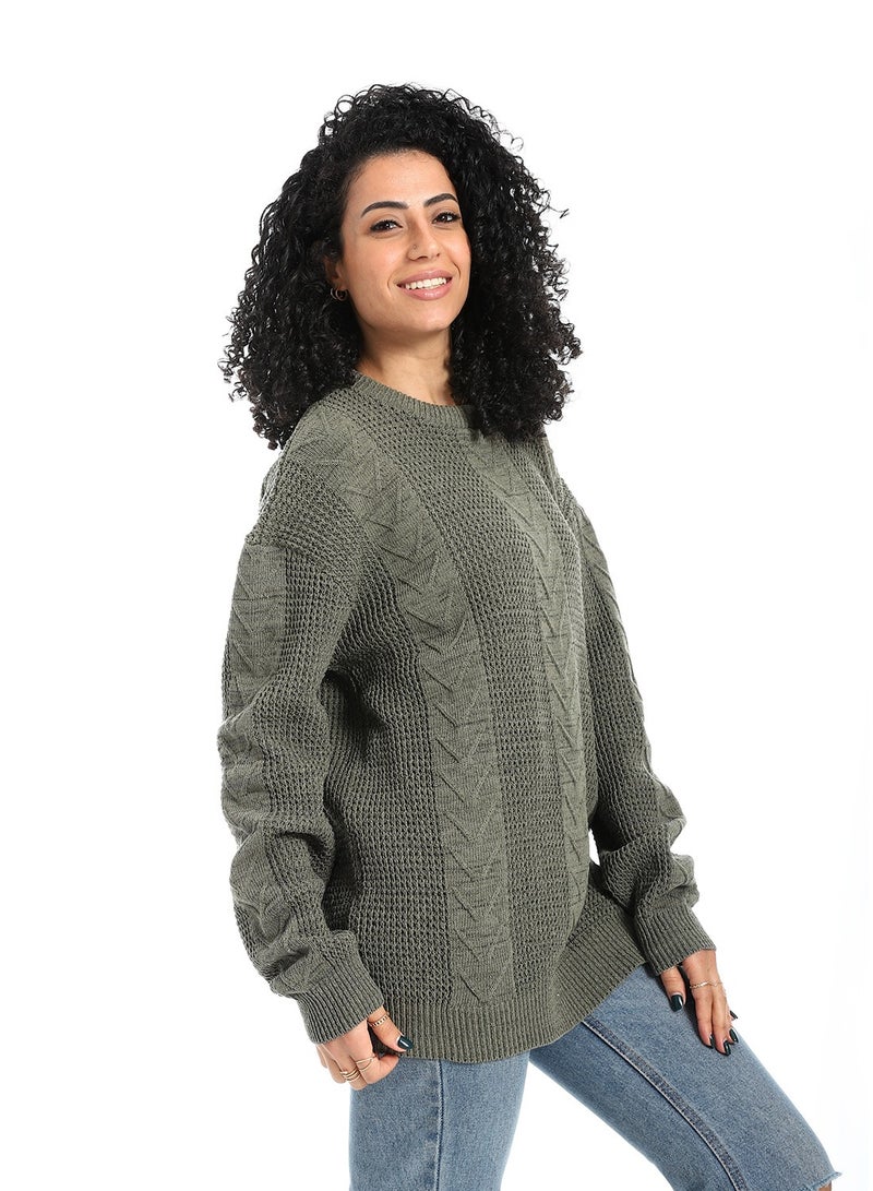 سيزار بلوفر صوف حريمي طويل مزود بتصمميات متعددة - Image 3