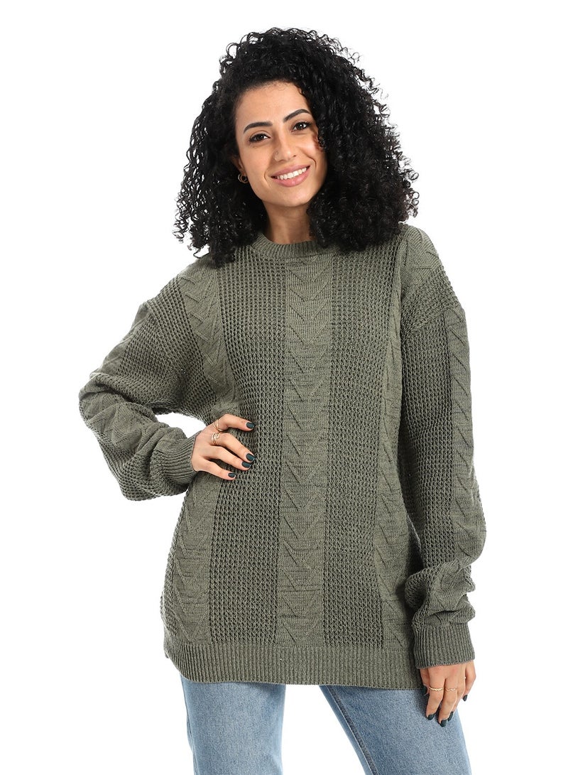 سيزار بلوفر صوف حريمي طويل مزود بتصمميات متعددة - Image 2