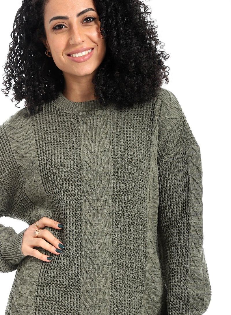 سيزار بلوفر صوف حريمي طويل مزود بتصمميات متعددة - Image 5