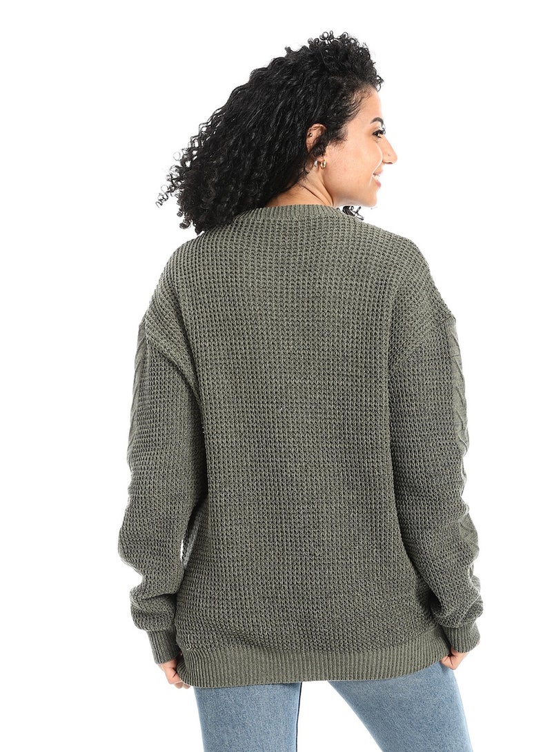 سيزار بلوفر صوف حريمي طويل مزود بتصمميات متعددة - Image 4