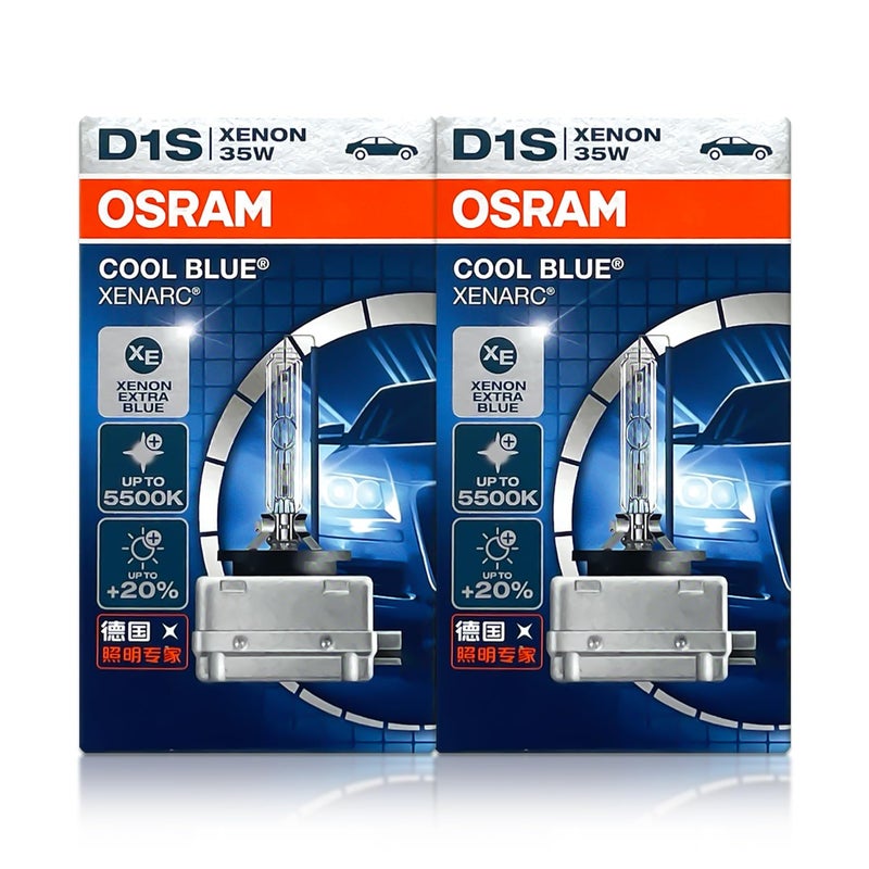 OSRAM Xenarc D1S Cool Blue HID Xenon Headlight Bulbs 66140CB 85V 35W 5500K Made in Germany  Pack of 2