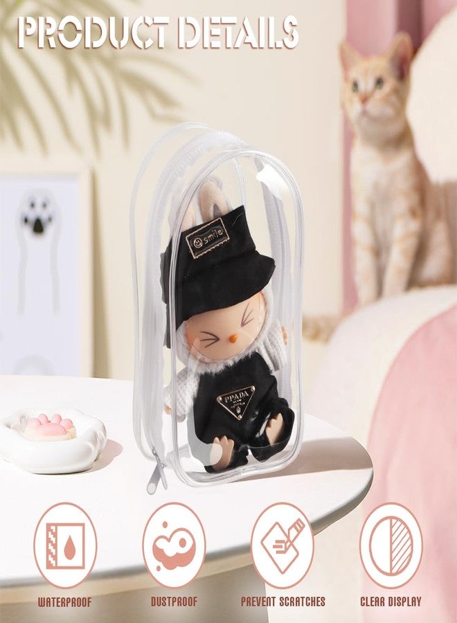 WALLFID Clear Figure Display Bag,for Protective Blind Box Figures,17cm Dustproof Anti-Collision Display Bag for Outside,Come with Doll Clothes,Blind Box Display Pouch for Fans and Collectors (Pink) - Image 2
