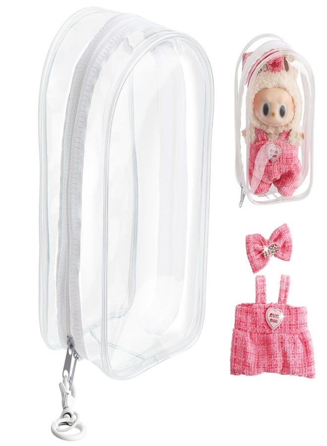 WALLFID Clear Figure Display Bag,for Protective Blind Box Figures,17cm Dustproof Anti-Collision Display Bag for Outside,Come with Doll Clothes,Blind Box Display Pouch for Fans and Collectors (Pink) - Image 1