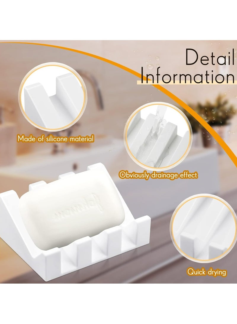 إسكدنيا 2 قطعة من صحن الصابون المصنوعة من الصمغ الصلب مع صحن حامل الصابون مع تجفيف للمطبخ والحمام (أبيض) - Image 3