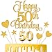 Lecferrarc 50th Birthday Cake Decorations 50th Birthday Candles Cake Numeral Candles and Glitter Happy 50th Birthday Cake Toppers Set for Birthday Party Supplies Gold - Image 3