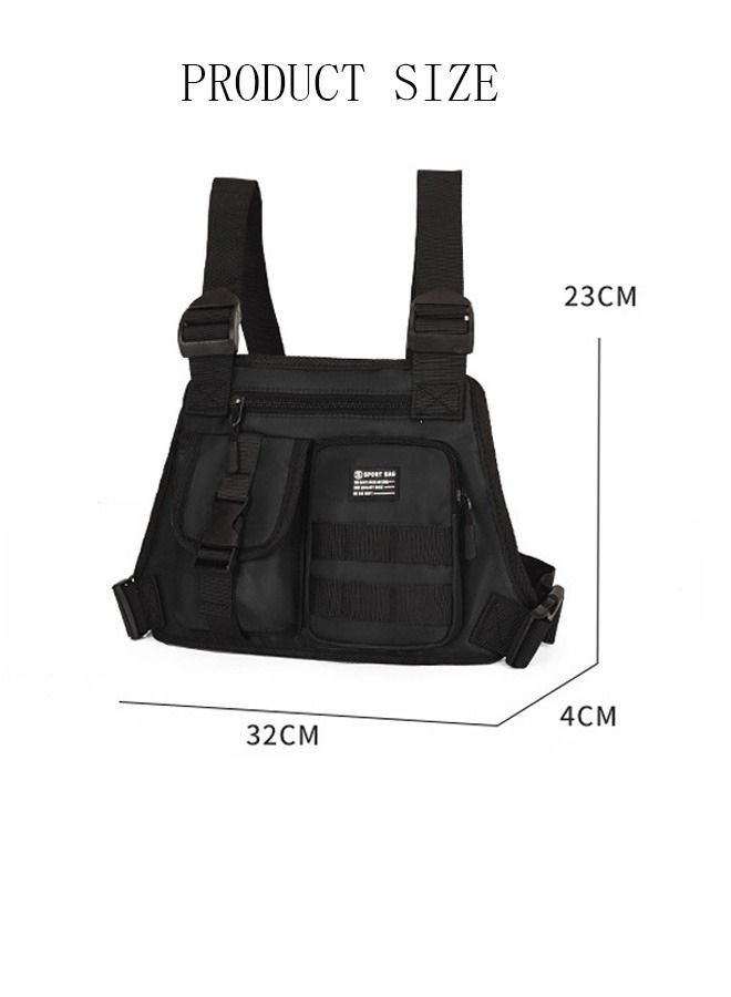 DUNISO Tactical Inspired Sports Utility Chest Pack Chest Bag For Men With Built-In Phone Holder Rig Pouch Vest For Workouts Cycling Hiking Camping - Image 4