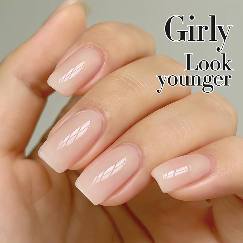 Double Rhythm 0.50 OZ Translucent Gel Polish Same Color Same Bottle Sheer Pastel Neutral Natural Milky 15 ML Jelly UV Nail Art DIY at Home (Beige Nude-A1511) - Image 2