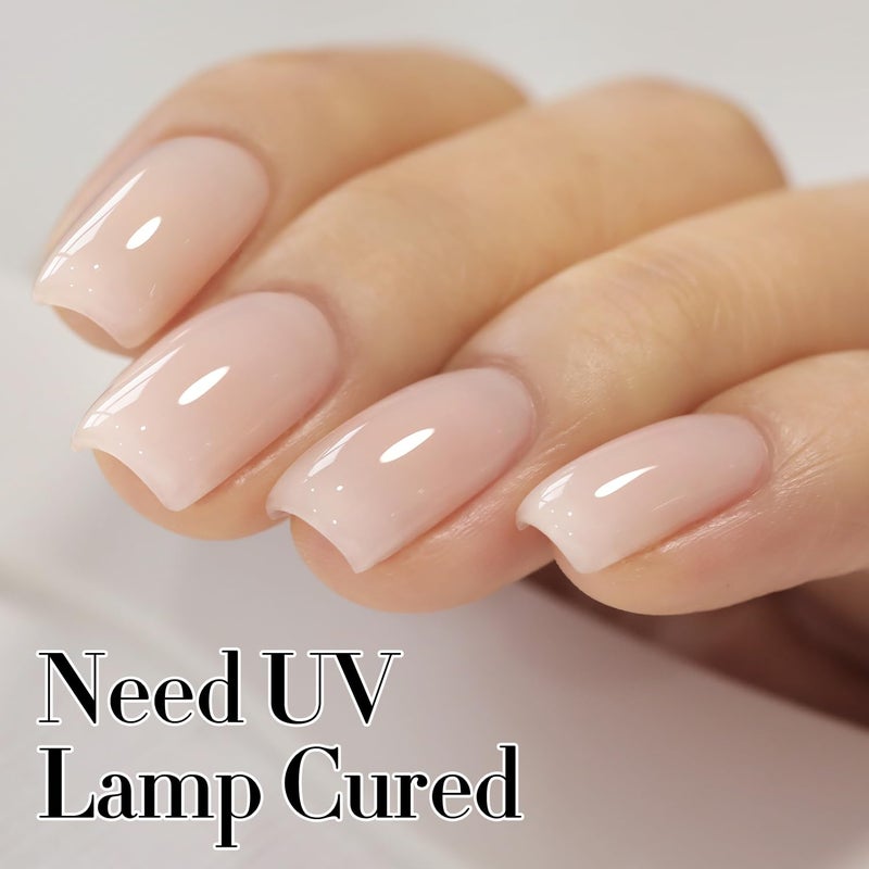 Double Rhythm 0.50 OZ Translucent Gel Polish Same Color Same Bottle Sheer Pastel Neutral Natural Milky 15 ML Jelly UV Nail Art DIY at Home (Beige Nude-A1511) - Image 4