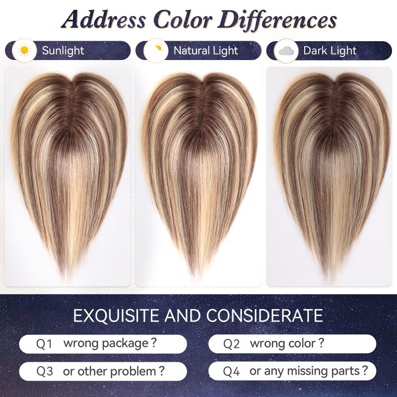 starluck Real Human Hair Toppers for Women 10 Inch Human Hair Topper no Bangs, 3 * 4.5 inches Swiss Base Suitable for ThinningHair Cover Grey Roots(Ash Blonde) - Image 5