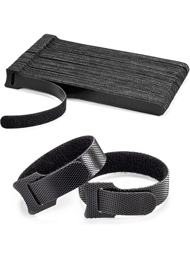 promass 80PCS Reusable Cable Ties, Black Adjustable 6-Inch Cord Organizer Ties, Multi-purpose Hook Loop Cable Management Wire Ties for Organizing Home, Office, Data Centers - Image 1